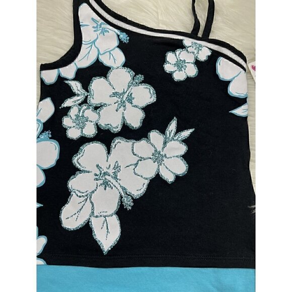 NEW JUSTICE Tank Shirt Girl's Size 5 Glitter Floral Design Sparkle - Picture 3 of 8